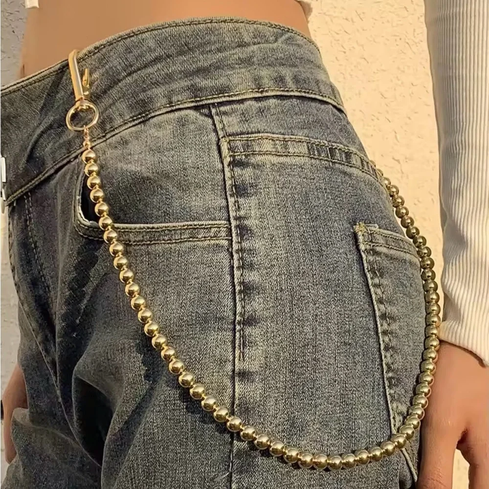 Metal Beaded Waist Chain Vintage Jeans Key Wallet Chain